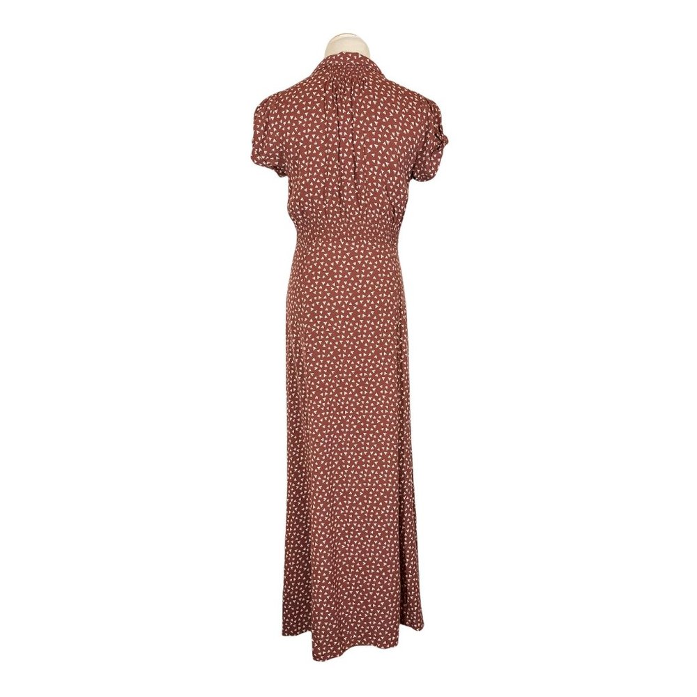 Free People Size 4 Brown Print Short Sleeve Dress Retro *Flaw - Picture 6 of 10
